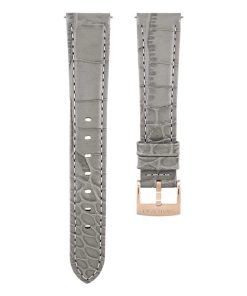 Watch strap 17 mm (0.67") width/Leather with stitching/Gray/Rose gold-tone finish