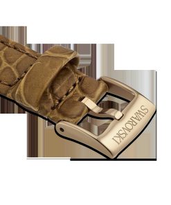 Watch strap 17 mm (0.67") width/Leather with stitching/Brown/Rose gold-tone finish