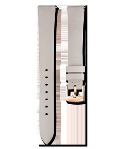 Watch strap 14 mm (0.55") width/Leather/Gray/Rose gold-tone finish