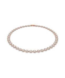 Una Angelic Tennis necklace Round cut/Medium/White/Rose gold-tone plated