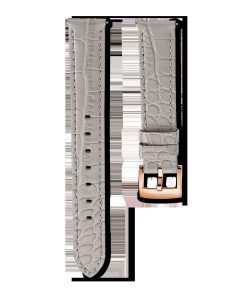 Watch strap 15 mm (0.59") width/Leather with stitching/Gray/Rose gold-tone finish