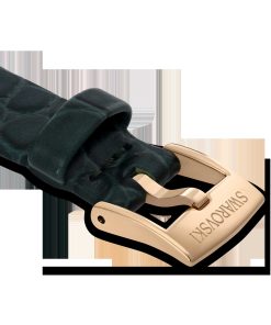 Watch strap 14 mm (0.55") width/Leather/Green/Rose gold-tone finish