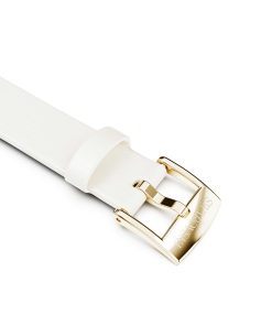 Watch strap 12 mm (0.47") width/Leather/White/Champagne gold-tone finish