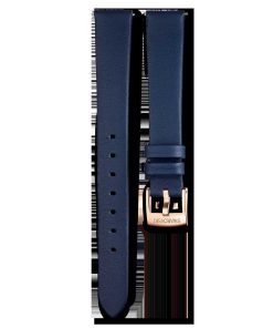 Watch strap 14 mm (0.55") width/Leather/Blue/Rose gold-tone finish