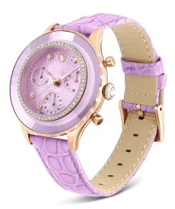 Octea Chrono watch Swiss Made/Leather strap/Purple/Rose gold-tone finish