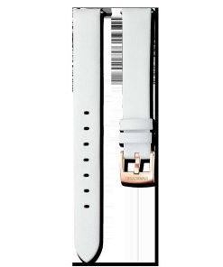 Watch strap 14 mm (0.55") width/Leather/White/Rose gold-tone finish