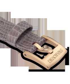 Watch strap 13 mm (0.51") width/Leather/Gray/Rose gold-tone finish