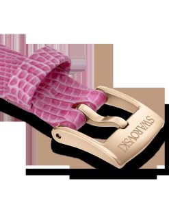 Watch strap 13 mm (0.51") width/Leather/Pink/Rose gold-tone finish