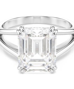 Stilla ring Octagon cut/White/Silver-tone finish