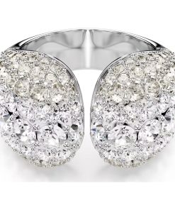 Sublima cocktail ring Round cut/White/Rhodium plated